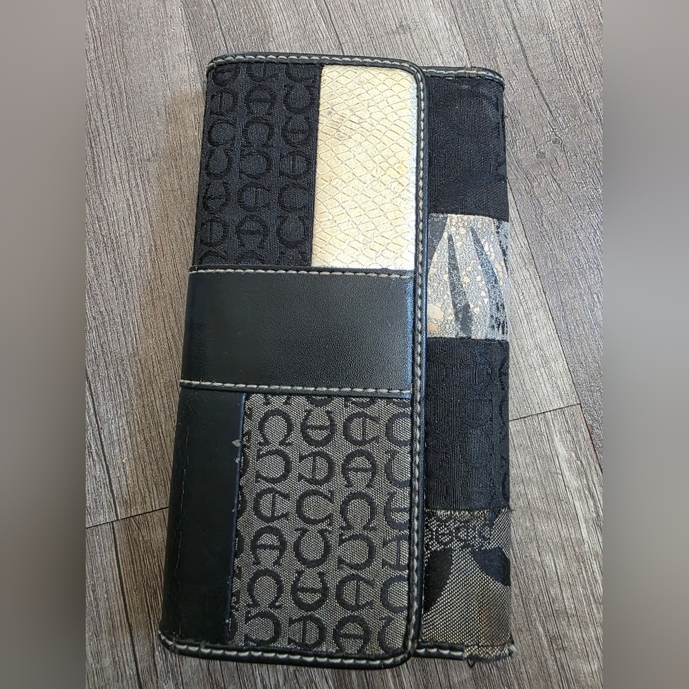 Vintage AIGNER Patchwork Wallet Leather Mixed Media Boho Luxury 90s Y2K Grunge